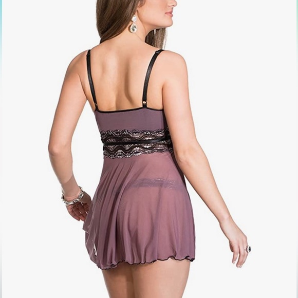 Coquette Women's Mesh Babydoll with Metallic Lace Medium - Picture 2 of 5